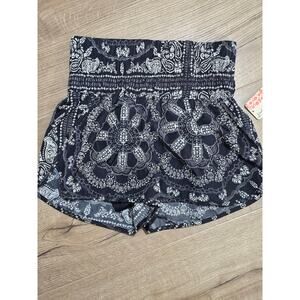 NWT FP Movement Free People The Way Home Paisley Black Fitness Running Shorts S